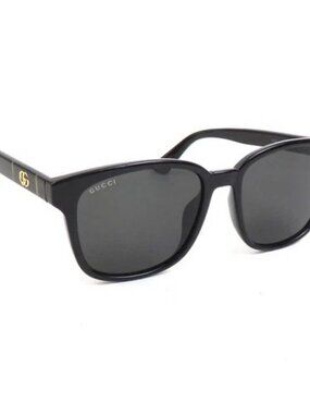 Auth GUCCI Sunglasses Black Plastic/Goldtone - e61705a Rectangular frame sunglasses in gold-toned | GUCCI® US main image 3